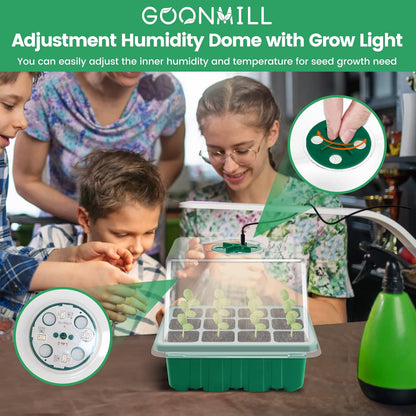 5 Packs Plant Starter Tray Seedling Starter Kit with Humidity Domes Base Indoor Greenhouse Mini Propagator Station for Seeds Growing Starting (12 Cells per Tray)