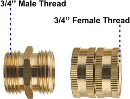 Garden Hose Adapter, 3/4 Inch Solid Brass Hose Connectors Adapters (2 Sets)