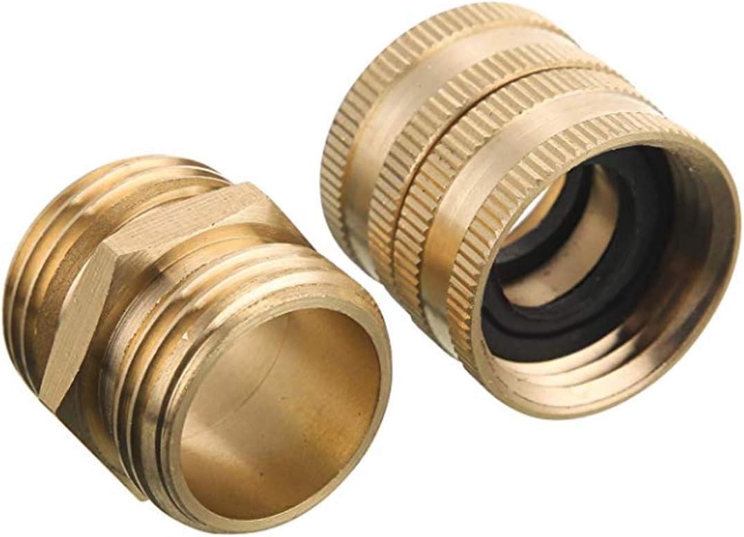 Garden Hose Adapter, 3/4 Inch Solid Brass Hose Connectors Adapters (2 Sets)