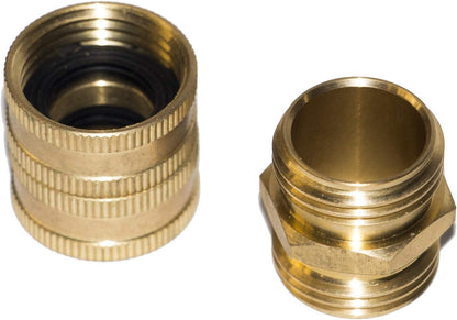 Garden Hose Adapter, 3/4 Inch Solid Brass Hose Connectors Adapters (2 Sets)