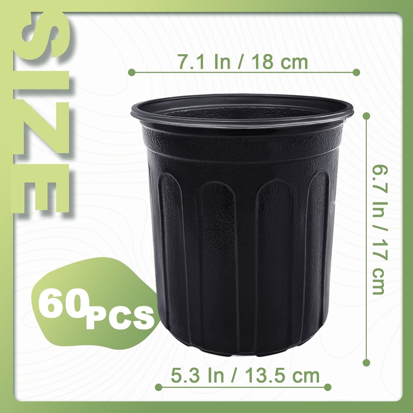 60 Pcs 1 Gallon Flexible Plant Nursery Pots, (Black)