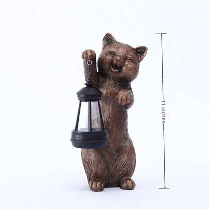 Solar Lantern Cat Figurine