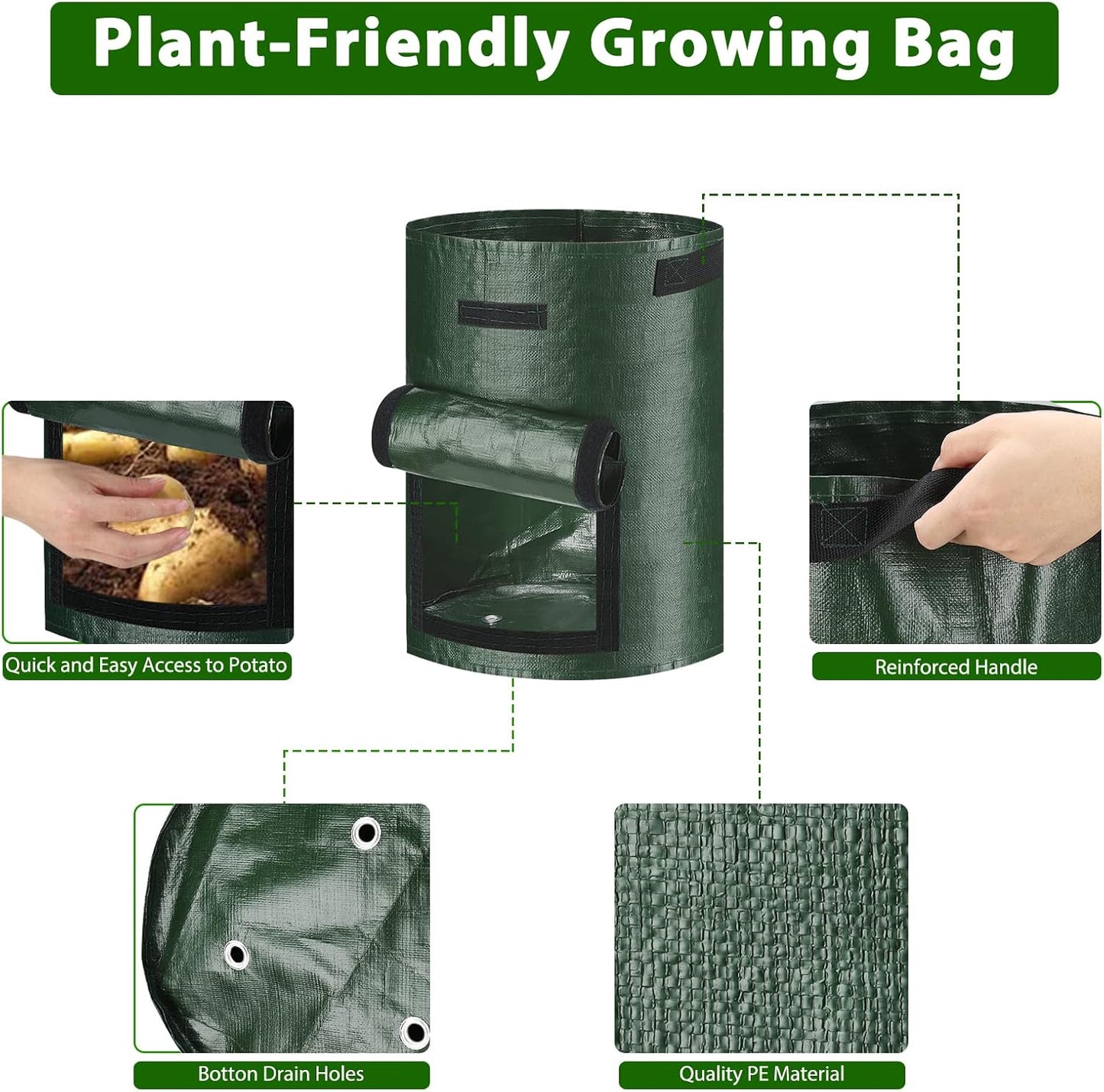 Potato Grow Bags, 4 Pack 10 Gallon