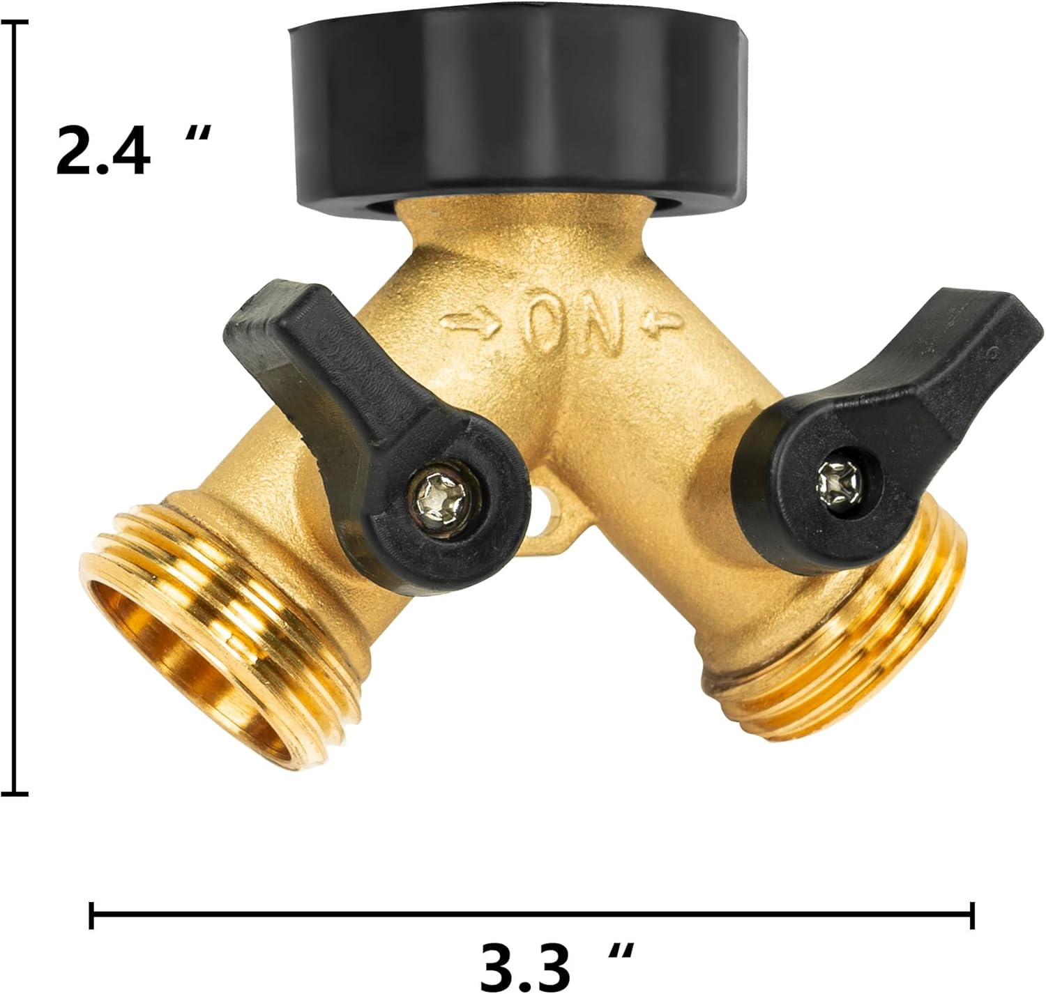 Brass Garden Hose Splitter 2 Way, Hose Y Splitter 3/4" (1 Pack)