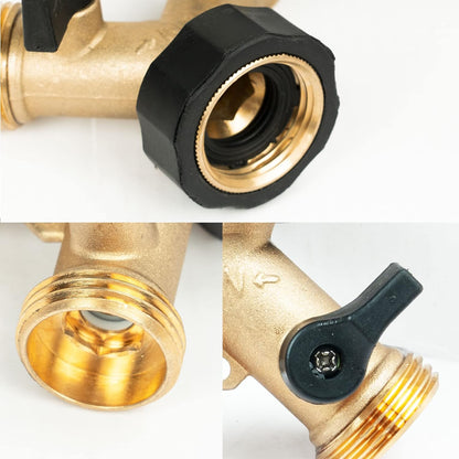 Brass Garden Hose Splitter 2 Way, Hose Y Splitter 3/4" (1 Pack)