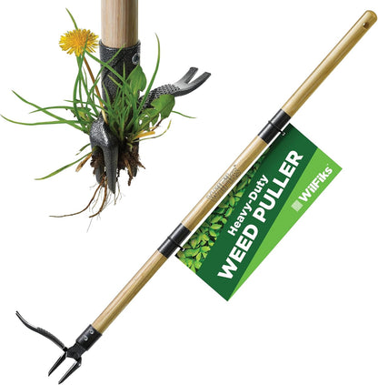 Stand- Up Weed Puller Tool - Real Bamboo Long Handle