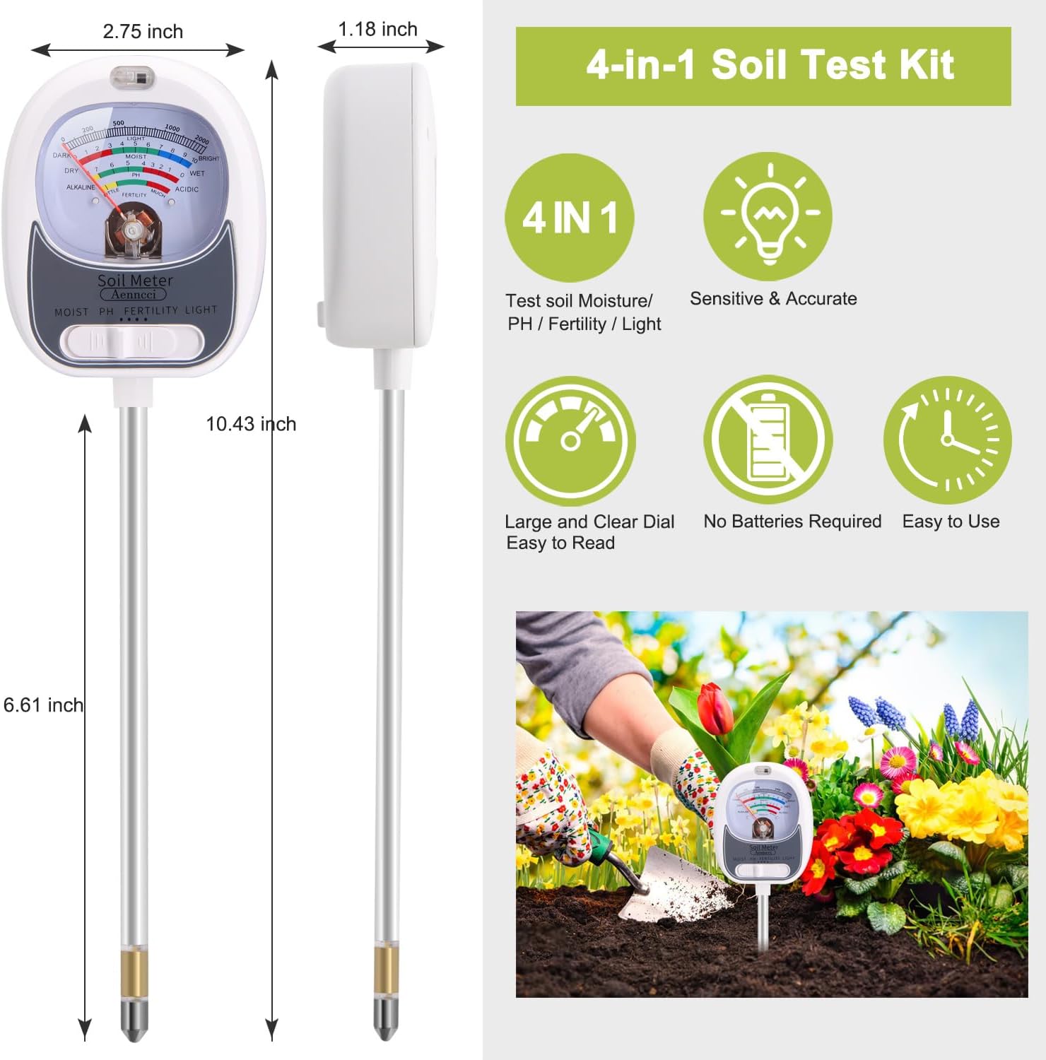 4-In-1 Soil Test Kit (White)