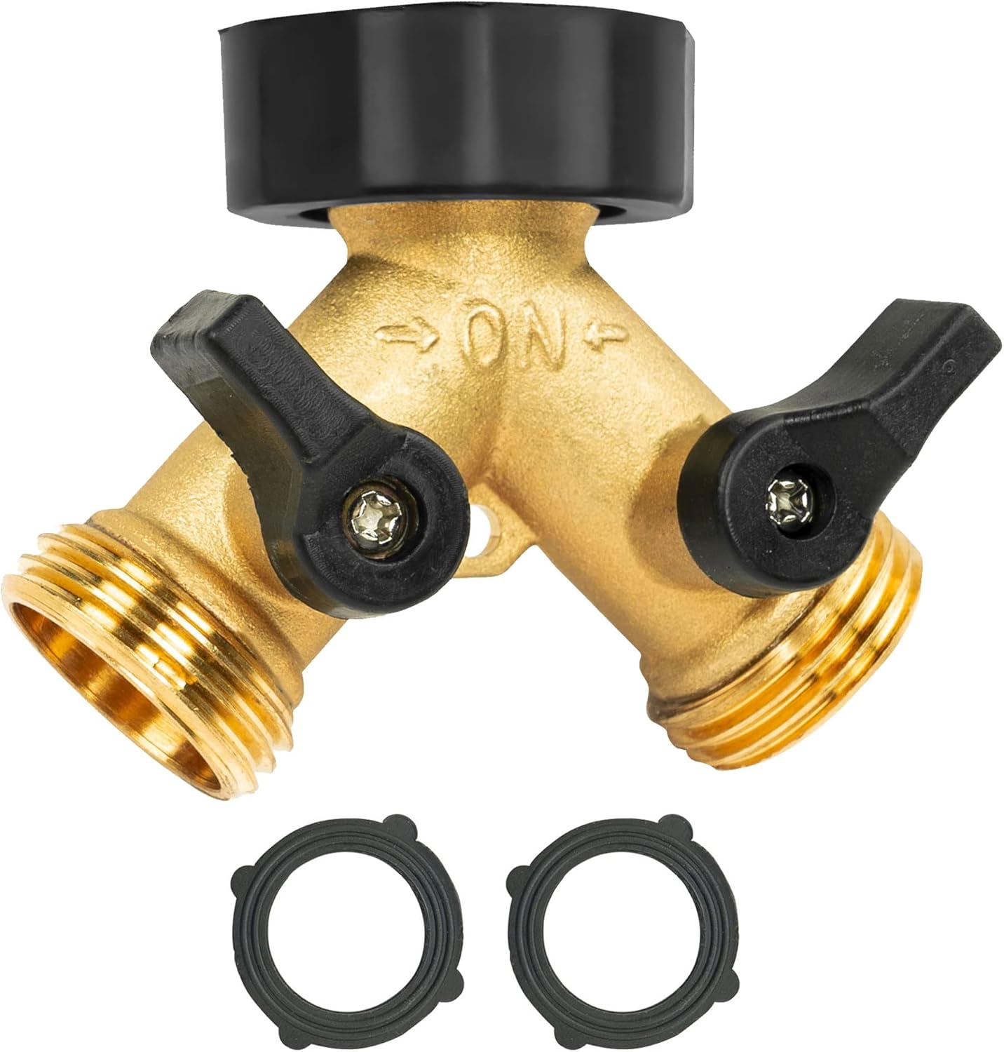 Brass Garden Hose Splitter 2 Way, Hose Y Splitter 3/4" (1 Pack)