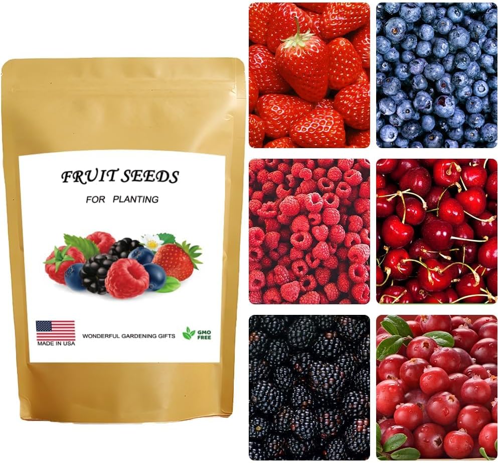 1200+ Mix Fruit Seeds, Berry Seeds - 6 Variety Non-Gmo Heirloom Organic