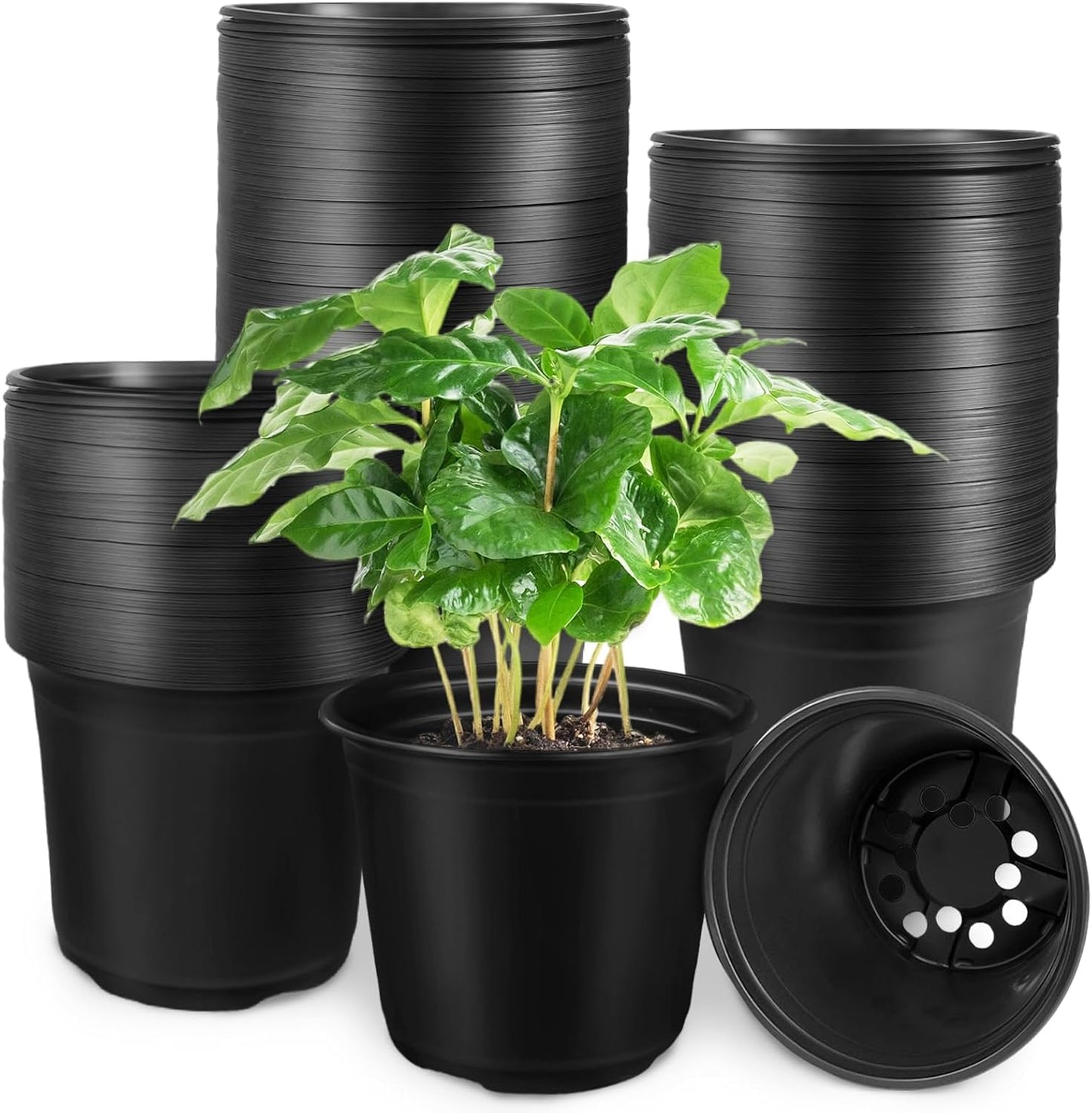 60 Pcs 1 Gallon Flexible Plant Nursery Pots, (Black)