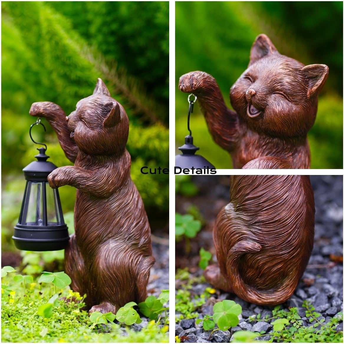 Solar Lantern Cat Figurine