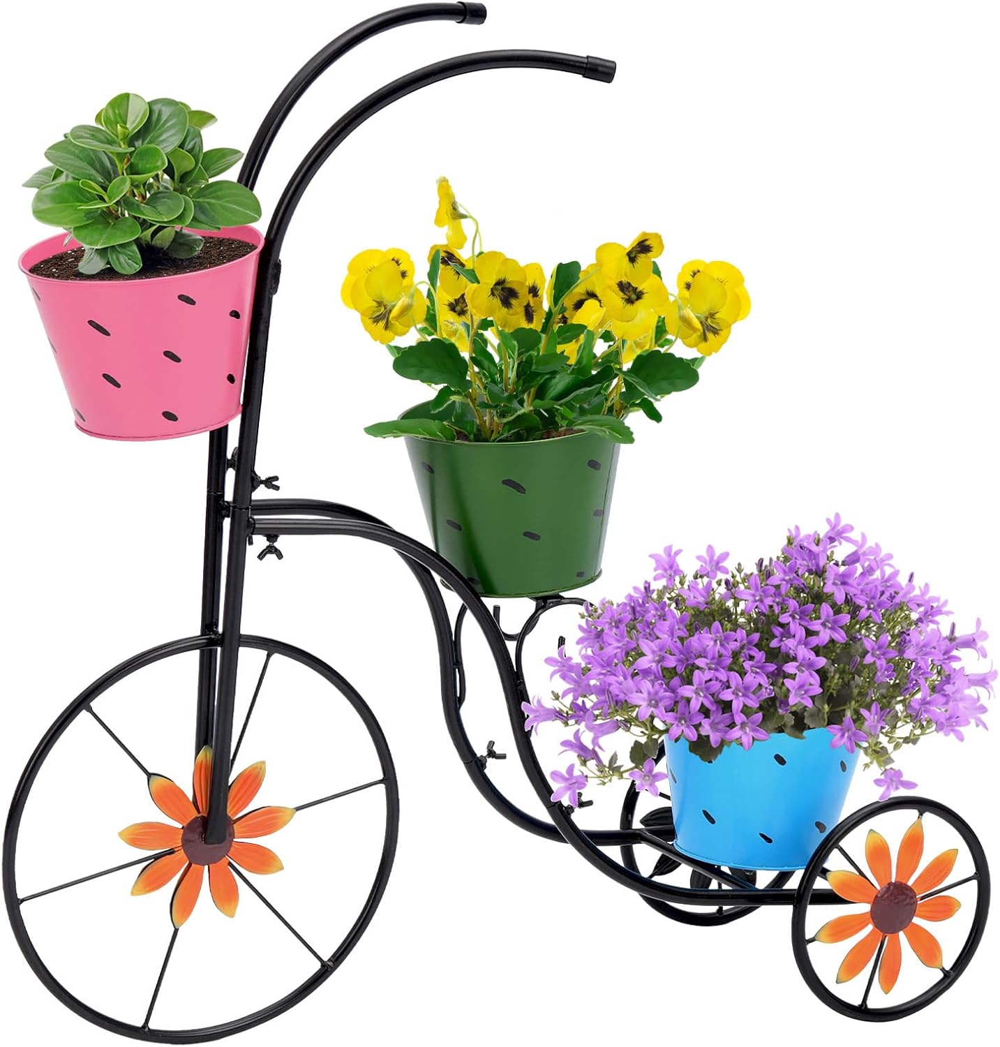 Bicycle Planter Stand/3 Plant Bucket Outdoor Decorative