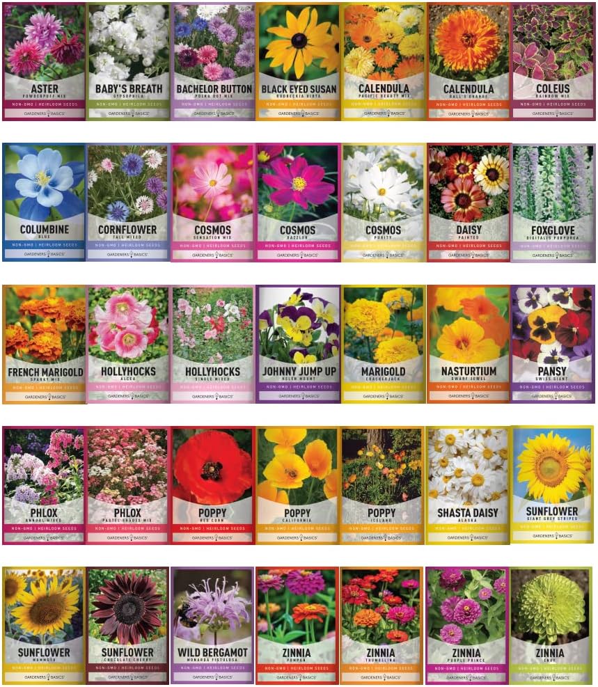  Flower Seeds 35 Individual Varieties Perennial, Annual, Wildflower Seeds