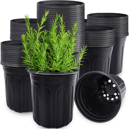 60 Pcs 1 Gallon Flexible Plant Nursery Pots, (Black)