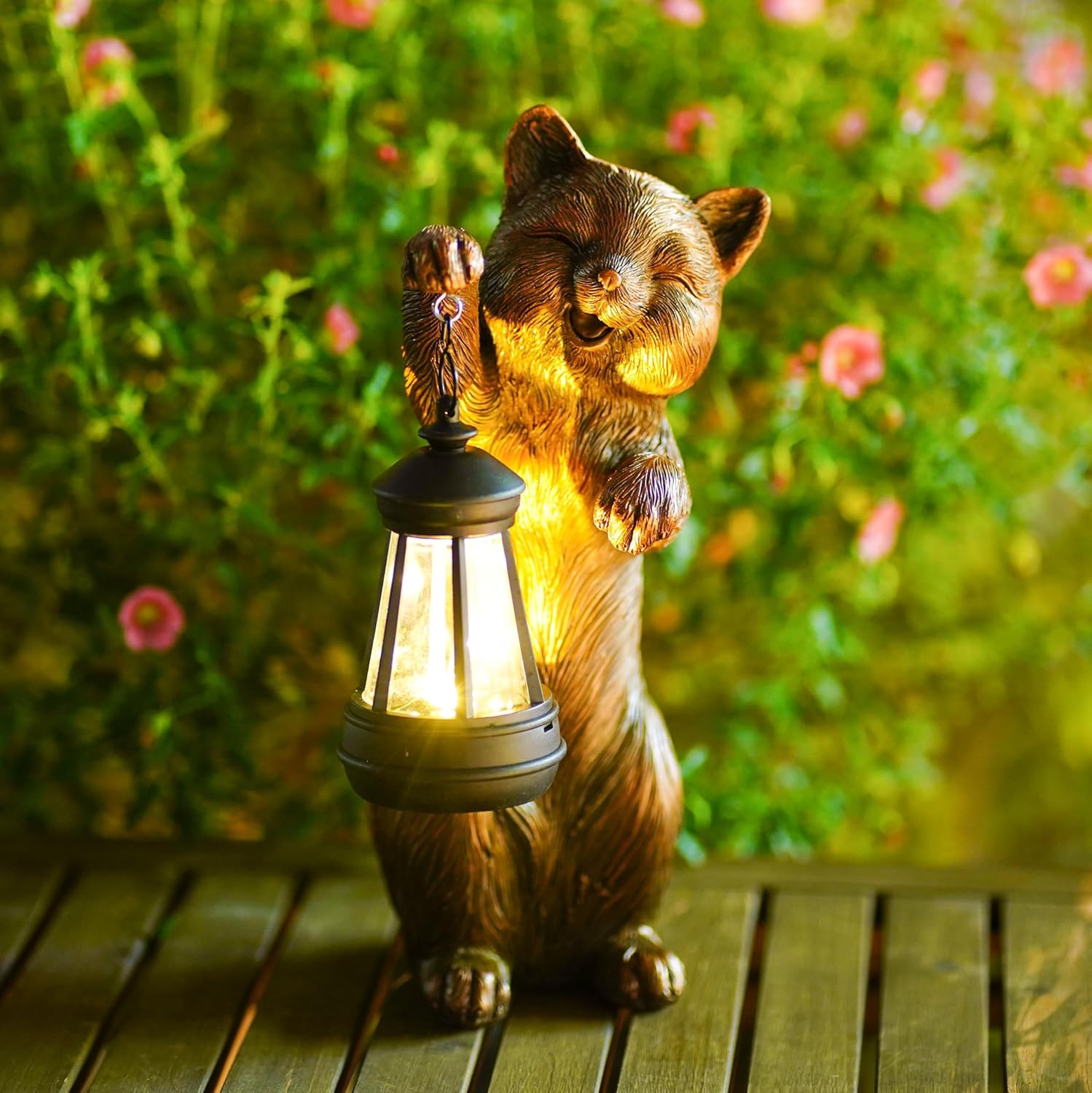 Solar Lantern Cat Figurine