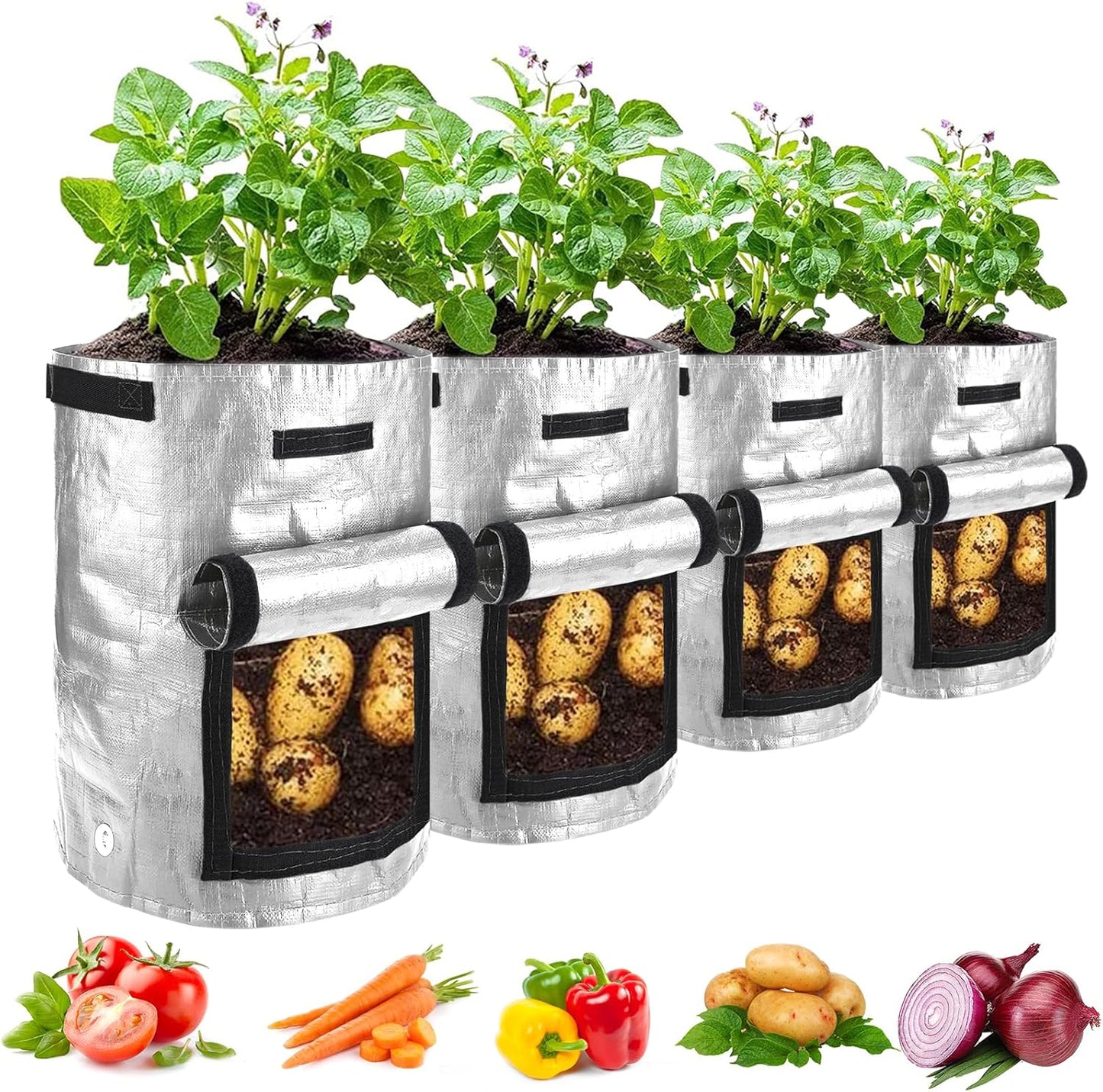 Potato Grow Bags, 4 Pack 10 Gallon