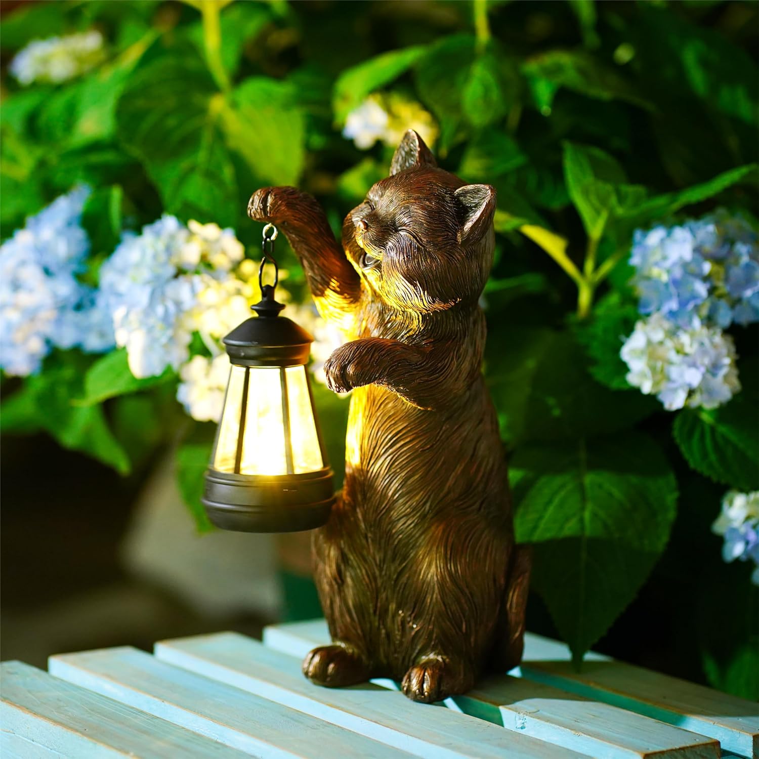 Solar Lantern Cat Figurine