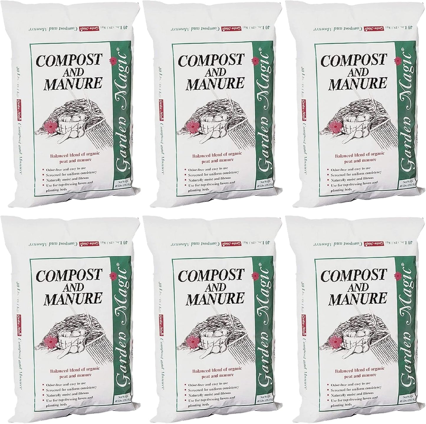 5240 Outdoor Lawn Garden Compost and Manure Blend 40lbs Bag (2 Pack)