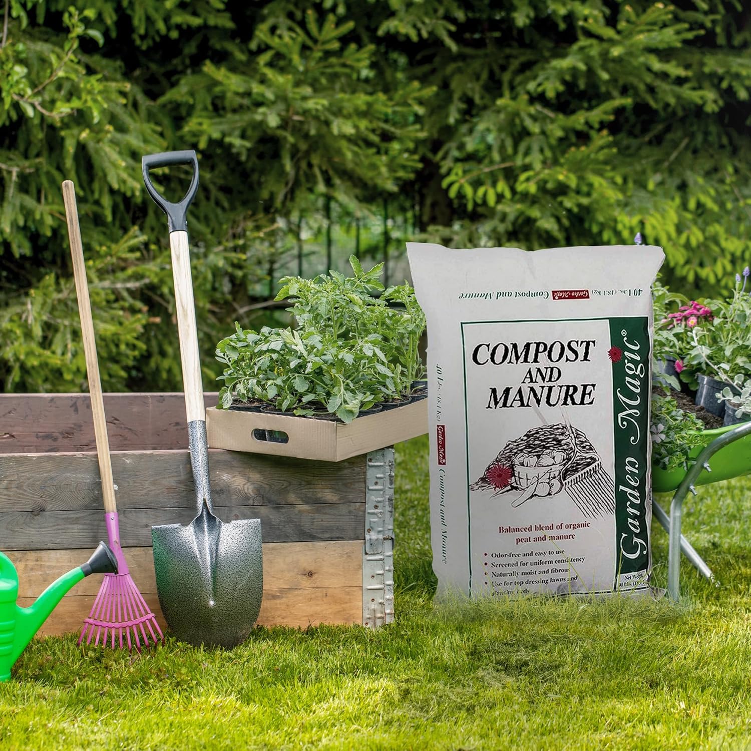 5240 Outdoor Lawn Garden Compost and Manure Blend 40lbs Bag (2 Pack)