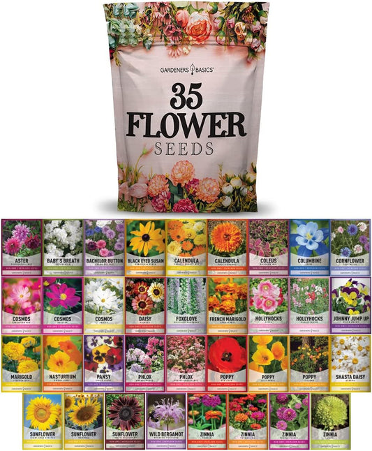  Flower Seeds 35 Individual Varieties Perennial, Annual, Wildflower Seeds