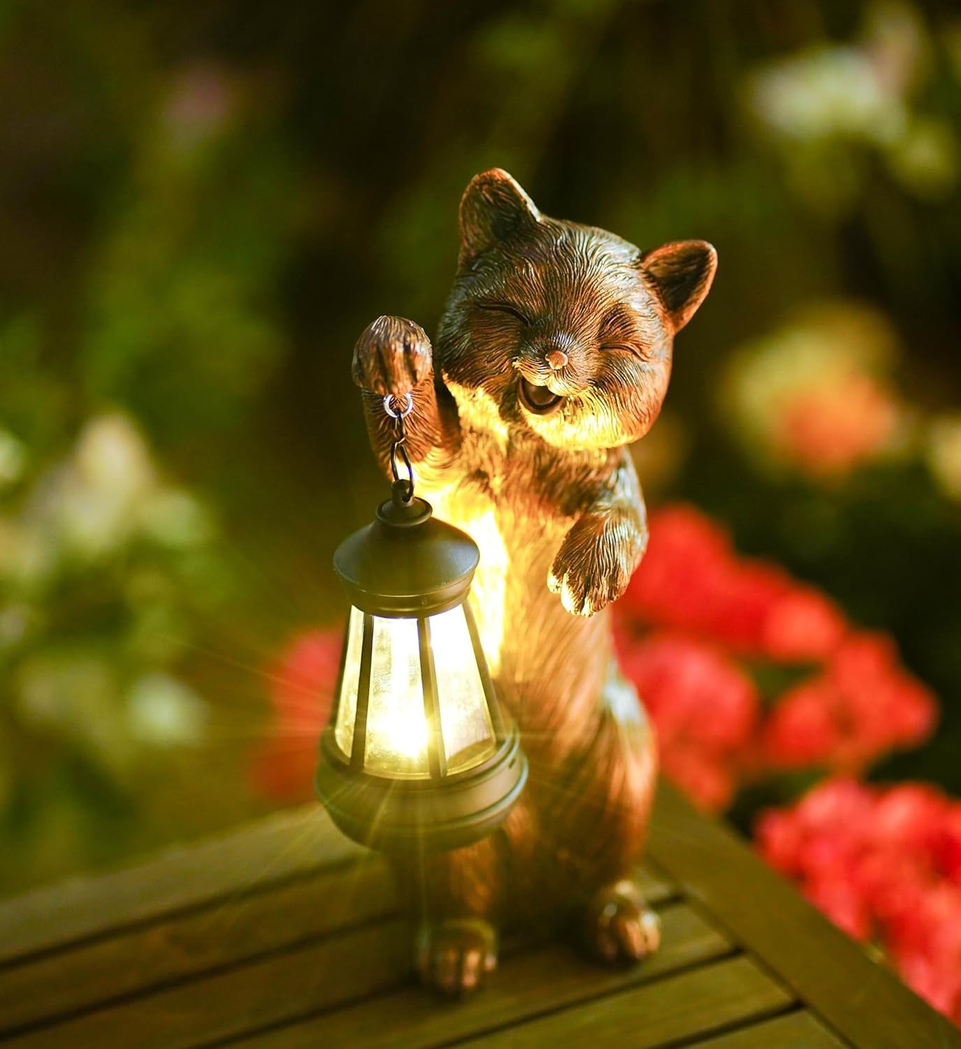 Solar Lantern Cat Figurine