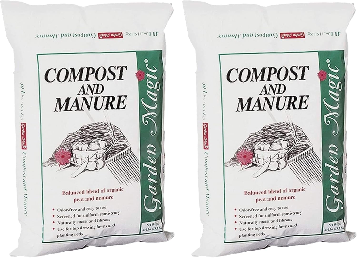 5240 Outdoor Lawn Garden Compost and Manure Blend 40lbs Bag (2 Pack)